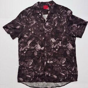 HUGO Boss Ellino Floral Print Relaxed Fit Button Down Camp Shirt Sz Lg